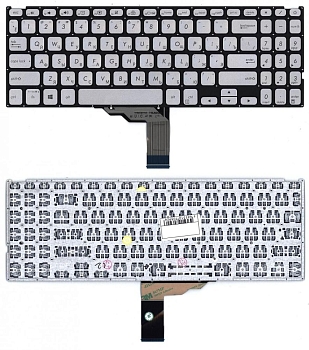 Клавиатура для ноутбука Asus VivoBook F509U, серебристая с подсветкой